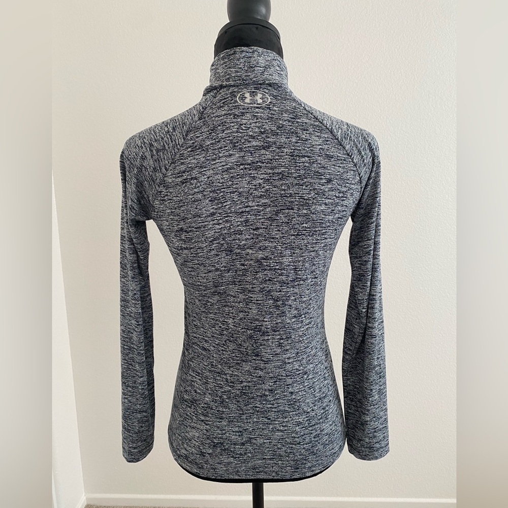 Under Armour Women's Black/Grey Heather Quarter-Zip Long Sleeve Top - Picture 3 of 3